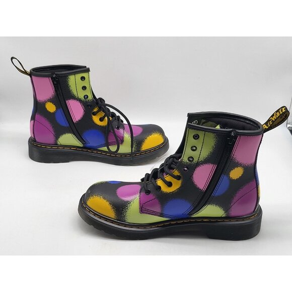 Dr Martens 1460 J Boots Womens Size 5 Multicolor Polka Dot Leather Lace Up Shoes - Picture 3 of 9